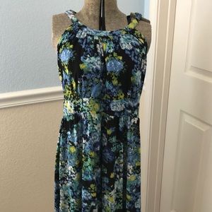 Blue floral midi dress